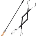 Heavy Duty 32” Long Fireplace Fire Pit Campfire Poker Stick and 26” Fireplace Tongs Tool Sets, Log Grabber, Rust Resistant Black Finish Camping Fireplace Tools for Indoor/Outdoor
