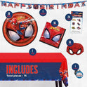 Spiderman Birthday Decorations | Spiderman Party Supplies | Serves 16 Guests | Marvel Superhero Spidey and His Amazing Friends | Table Cover, Spider Man Banner, Plates, Napkins, Masks and Button |