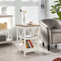 PHI VILLA End Table Living Room Set of 2, Farmhouse Bed Side Table Nightstands for Bedroom, Ivory White Small Side Table