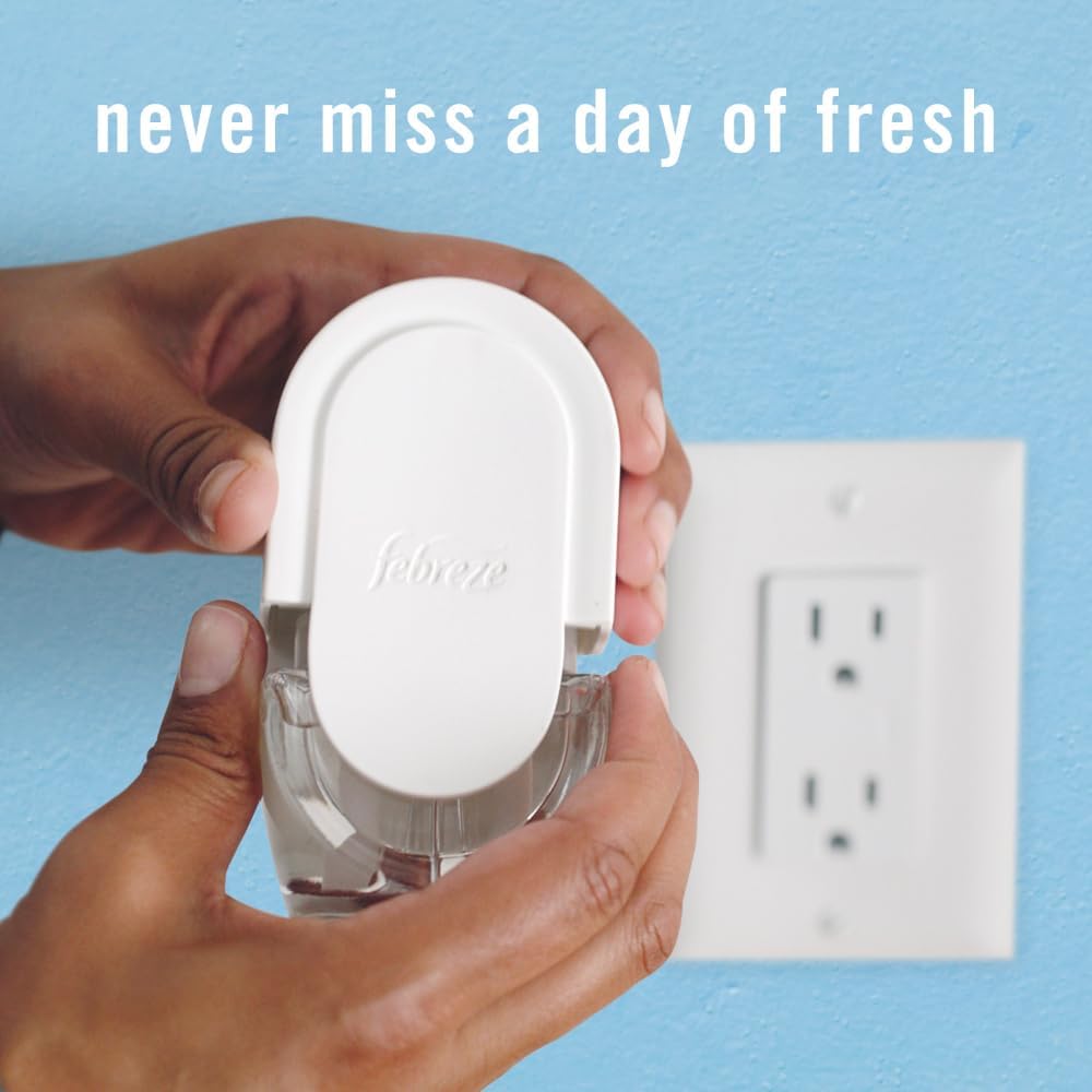 Febreze Plug In Air Freshener, Odor-Fighting Scented Oil Refill, Air Fresheners for Home and Bathroom and Kitchen, Long Lasting for Strong Odors, Linen & Sky Scent, 0.87oz Refills, 3 Count (Pack of 1)