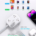 Cruise Essentials 2025,One Beat Travel Power Strip with USB C,Flat Plug Extension Cord with 3 Outlets 4 USB Ports(2 USB C),5 ft Desk Wall Outlet Extender,Non Surge Protector for Cruise,Dorm Room,ETL
