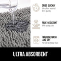 GORILLA GRIP Bath Rug Mat, Thick Soft Absorbent Chenille, Quick Dry Microfiber Mats, Rubber Backing Washable Shower Floor Rugs, Bathmat Runner, US Designed Bathroom Home Decor Accessories 24x17, Grey