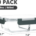 M MCIRCO 10-Pack,30 Oz Glass Meal Prep Containers 2 Compartments Airtight Lunch Bento Boxes with Lids, Glass Food Storage Containers, Microwave, Oven, Freezer and Dishwasher