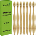 Bamboo Toothbrush Boar Bristles 100% Biodegradable and Natural 8 Pieces of One Pack