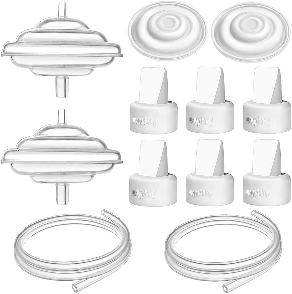PumpMom-us Breast Pump Parts for Spectra, Replace Duckbill Valves Tubes Backflow Protector Membrane for Spectra S1 S2 9 Plus Breastpumps