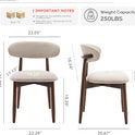 COLAMY Wooden Dining Chairs Set of 4, Modern Fabric Upholstered Kitchen Side Chairs, Farmhouse Dining Room Chair with Foot Pegs, Beige