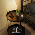 EKNITEY 2 Tier End Table - Metal Side Table Waterproof Small Sofa Coffee Side Tables Bedroom Indoor Outdoor with Removable Tray for Living Room Bedroom Balcony and Office (Black)