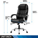 FDW Office Chair Computer High Back Adjustable Ergonomic Desk Chair Executive PU Leather Swivel Task Chair with Armrests Lumbar Support (Black)