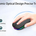 Wireless Bluetooth Mouse Rechargeable Laptop Mice with LED Use Portable(BT5.2 and USB 2.4G) Dual Mode Connection Silent Slim Computer Mouse for Laptop/iPad Tablet/Apple MacBook/PC (Black)