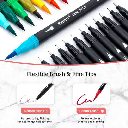 Dual Markers Brush Pens Stocking Stuffers, 36 Art Markers Christmas Gifts for Teens, Double Tip Colored Pen for Adult Coloring Books Art Suppliers
