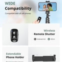 SENSYNE 62" Phone Tripod & Selfie Stick, Extendable Cell Phone Tripod Stand with Wireless Remote and Phone Holder, Compatible with iPhone Android Phone, Camera