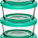 Anchor Hocking 2 Cup Glass Storage Containers with Lids, Set of 4 Glass Food Storage Containers with Mint SnugFit Lids