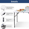 34" Square Folding Card Table, Fold-in-Half Utility Dining Portable Table Heavy Duty HDPE White Plastic Foldable with Carrying Handle Indoor Outdoor for Picnic, Camping, Party