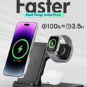 Wireless Charger iPhone Charging Station: 3 in 1 Charger Stand Multiple Devices for Apple - iPhone 17 16e 16 15 14 Pro Max 13 12 11 - Watch 10 9 8 7 6 5 4 3 2 SE and Ultra Series - Airpods 4 3 Pro