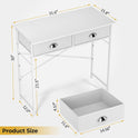 Small Writing Desk for Kids Bedroom, 31.5 Inch White Computer Desk for Small Spaces, Simple Desk with 2 Fabric Drawers for Home Office, Dorm, Living Room, Home Study Table, White