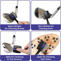 THIODOON 2 Pack Golf Club Brushes and Groove Cleaner 2 ft Retractable Zipline Carabiner Golf Brush Head with Retractable Spike Comfortable Grip Golf Club Cleaner