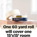 Scotch General Purpose Masking Tape, 1.88 in x 60.1 yd, Beige, Sticks for Up to 5 Days, Removes Easily Without Leaving Sticky Residue, Easy-to-Tear Masking Tape (2050-48MP)