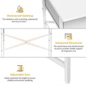 Small Writing Desk for Kids Bedroom, 31.5 Inch White Computer Desk for Small Spaces, Simple Desk with 2 Fabric Drawers for Home Office, Dorm, Living Room, Home Study Table, White