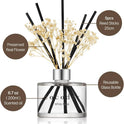 COCODOR Flower Reed Diffuser Set / 6.7oz / White Jasmine/Scent Diffuser with Sticks Home Fragrance Reed Diffuser for Bathroom Shelf Decor