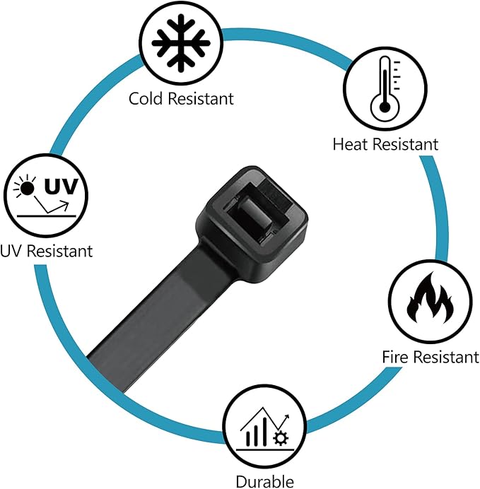 Zip Ties Assorted Sizes(4”+6”+8”+12”), 400 Pack, Black Cable Ties, UV Resistant Wire Ties by ANOSON - Cart Shape