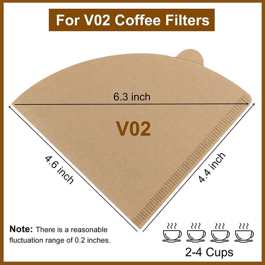 Cone Coffee Filters #2, 200 Count Unbleached Size 02 Coffee Filter, Disposable Natural Paper Filters 2-4 Cup, 02 Cone Filters for Pour Over and Drip Coffee Maker