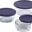 Pyrex Simply Store (3-Pack) Glass Food Storage Containers Set, (2, 4 & 7 Cup) Meal Prep Containers With BPA-Free Lids, Dishwasher & Microwave Safe