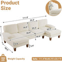 VINGLI 110" Sectional Couches for Living Room,U Shaped Couch with Double Chaise, 4-Seat Sofa Set with Chenille Fabric for Home Furniture,Beige