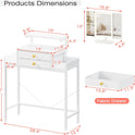 Vanity Desk with Mirror and Lights, 28.4''W Small Makeup Vanity Table with Height-Adjustable Stand, 2 Fabric Drawers Compact Makeup Desk, Gift for Girls, Bedroom Small Space, White