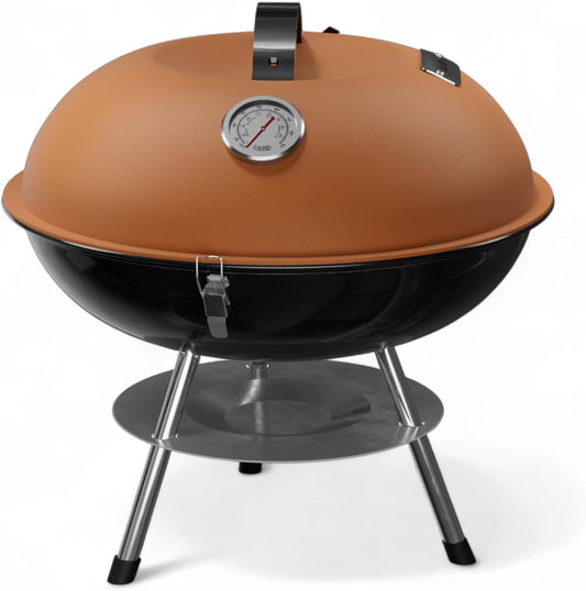 GasOne CG-14T – 14-inch Portable Barbecue Grill with 3-Point Locking Lid for Heat Preservation – Dual Venting System – Small Charcoal Grill for Backyard, Camping, Boat