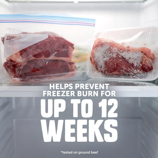 Ziploc Half Gallon Food Storage Freezer Bags, Grip 'n Seal Technology for Easier Grip, Open, and Close, 40 Bags Total