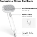 aumuca Cat Brush with Release Button, Cat Brushes for Indoor Cats Shedding, Cat Brush for Long or Short Haired Cats, Cat Grooming Brush Cat Comb for Kitten Rabbit Massage Removes Loose Fur
