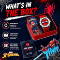 Spiderman Time Teacher Watch for Kids - Red Silicone Strap, Easy-to-Read Dial, Water Resistant, with Special Tin
