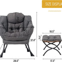 Welnow Lazy Chair with Ottoman, Modern Lounge Accent Chair with Armrests and a Side Pocket, Leisure Sofa Armchair, Reading Armchair with Footrest for Small Space, Dark Grey
