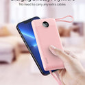 VRURC Portable Charger Power Bank, 10000mAh Travel Essentials Battery Pack, 5 Outputs 2 Inputs Slim Charging Bank Built-in Cables Cords Wires Compatible with iPhone,Samsung,Android-Pink(1 Pack)