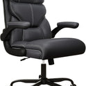 Executive Office Chair with Flip-up Armrests,Ergonomic Computer Desk Chairs,Mid-Tall Back Leather Office Chair 400 Lbs,Lumbar Support Swivel PC Chair with Rocking Function