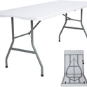 6ft Folding Table - Heavy Duty Portable Table for Parties, Camping & BBQs, Folds in Half for Easy Storage, No Assembly Required, White