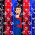 Bupelo Spider Web Birthday Decorations, 2 Pack Spider Party Supplies 3.3x6.6ft Tinsel Foil Fringe Curtains, Red Black, and Blue Photo Booth Prop Backdrop Streamer, Birthday Decor, Party Decor for Boys