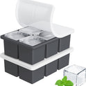 Large Ice Cube Tray for Whiskey: FDDBI Silicone Ice Cube Trays with Lid - 2Pack Big Square Old Fashioned Ice Cube Maker for Cocktail - 2inch Huge Cubed Ice Trays for Whisky