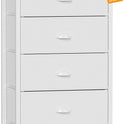 Furnulem White Tall Dresser for Bedroom,Vertical Storage Tower Unit and End Table with 6 Fabric Drawers, Nightstand Furniture with Drawer Organizer in Living Room,Closet,Entryway,Hallyway