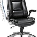 COLAMY Leather Executive Office Chair - High Back Home Computer Desk Chair with Padded Flip-up Arms, Adjustable Tilt Lock, Swivel Rolling Ergonomic Chair for Adult Working Study, Black