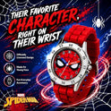 Spiderman Time Teacher Watch for Kids - Red Silicone Strap, Easy-to-Read Dial, Water Resistant, with Special Tin