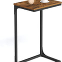 VASAGLE C-Shaped End Table, Side Table for Sofa, Couch Table with Metal Frame, Small TV Tray Table for Living Room, Bedroom, Rustic Brown and Black