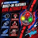 Accutime Marvel Spiderman Kids Digital LCD Wrist-Watch with Red, Green, and Yellow LED Light Show and Popper Strap for Boys, Girls, and Toddlers - Perfect for Learning Time and Fun