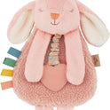 Itzy Ritzy - Itzy Lovey Including Teether - Baby Lovey with Teether, Textured Ribbons & Dangle Arms - Features Crinkle Sound, Sherpa Fabric and Minky Plush (Pink Bunny)