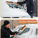 EcoNour 27" Aluminum Ice Scrapers for Car Windshield | Car Window Scraper and Snow Brush with Ergonomic Foam Grip Winter Accessories (Orange)