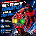 Accutime Marvel Spiderman Kids Digital LCD Wrist-Watch with Red, Green, and Yellow LED Light Show and Popper Strap for Boys, Girls, and Toddlers - Perfect for Learning Time and Fun