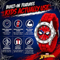 Spiderman Time Teacher Watch for Kids - Red Silicone Strap, Easy-to-Read Dial, Water Resistant, with Special Tin
