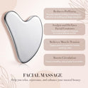 Nuanchu Stainless Steel Gua Sha Facial Tools Metal Guasha Tool for Face Body Jawline Shaper, Double Chin Reducer, Puffiness Reducing, Lymphatic Drainage Massager Skin Care Gift with Pouch