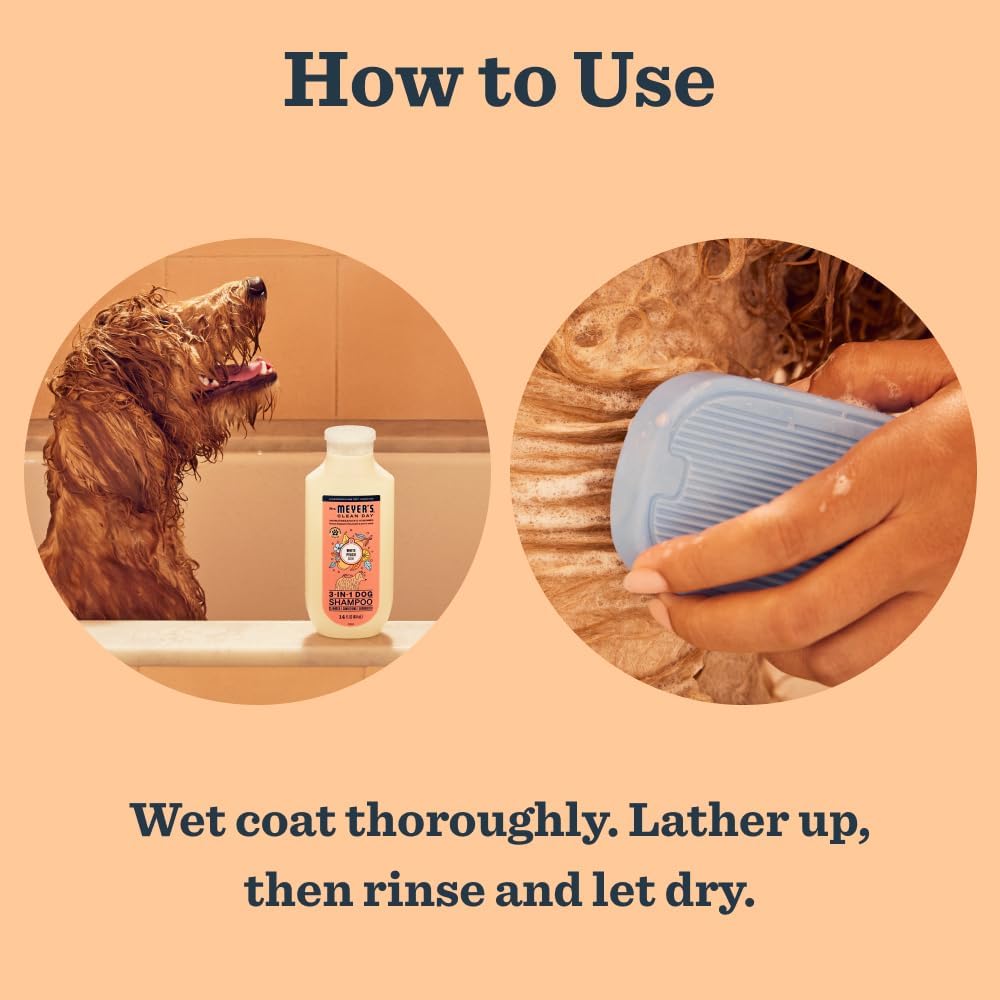 MRS. MEYER'S Clean Day 3 in 1 Dog Shampoo, White Peach Scent, 14oz