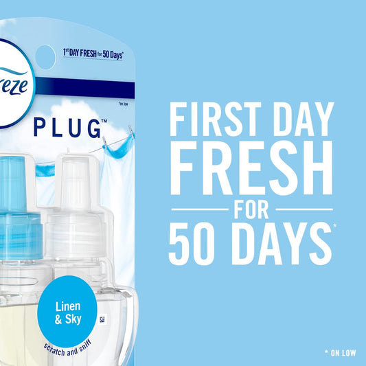 Febreze Plug In Air Freshener, Odor-Fighting Scented Oil Refill, Gain Moonlight Breeze, 3 Refills